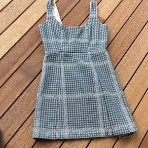 GRLFRND Plaid Blue and White Mini Dress